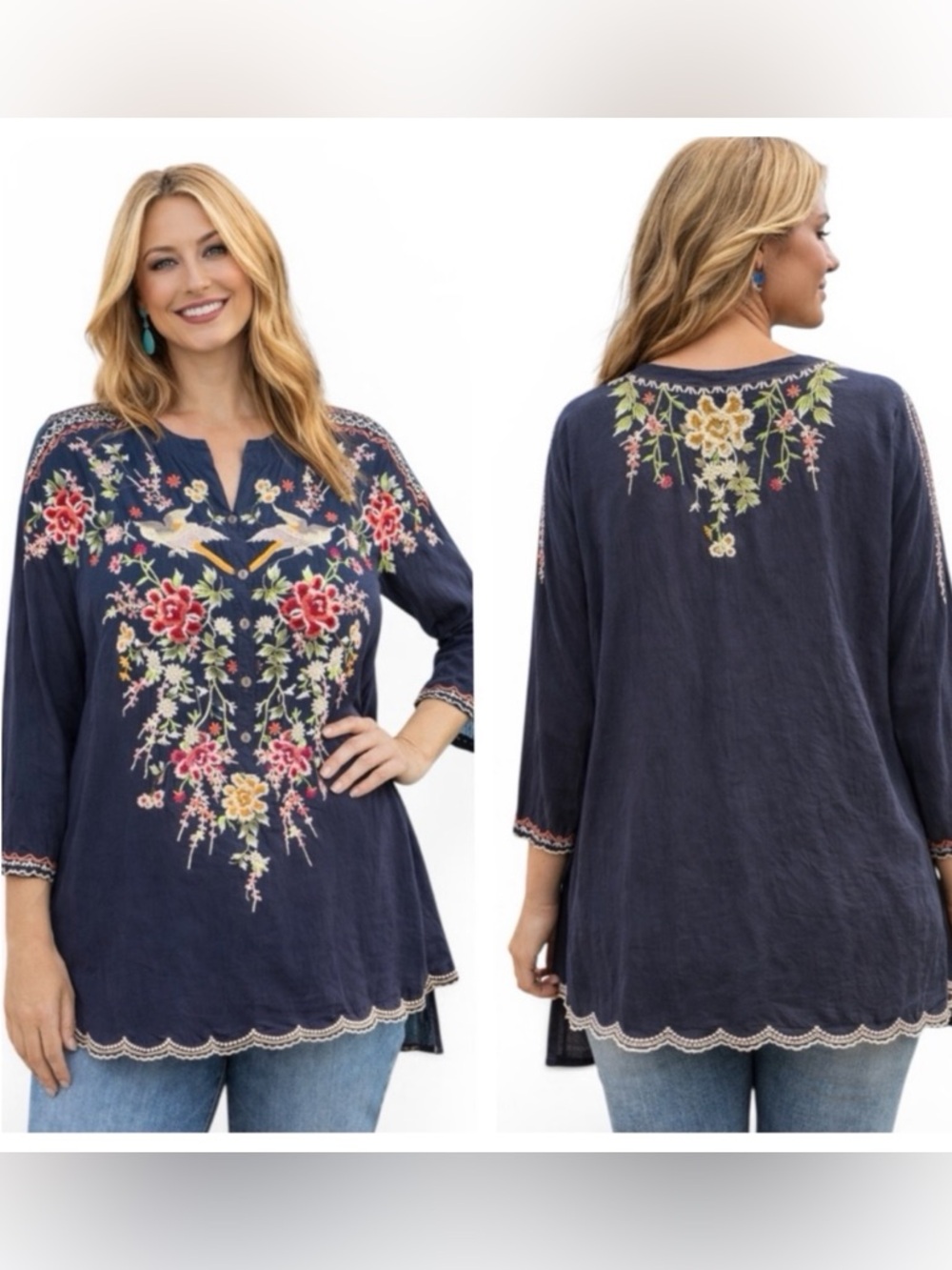 Johnny was heavily embroidered Verbena Tunic Graphite NWT RARE